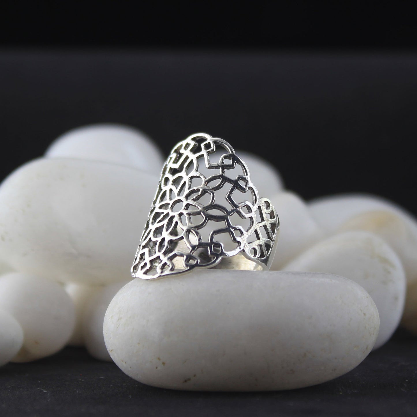 Floral Filigree 925 Sterling Silver Ring - Gem Avenue