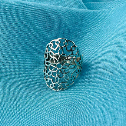 Floral Filigree 925 Sterling Silver Ring - Gem Avenue