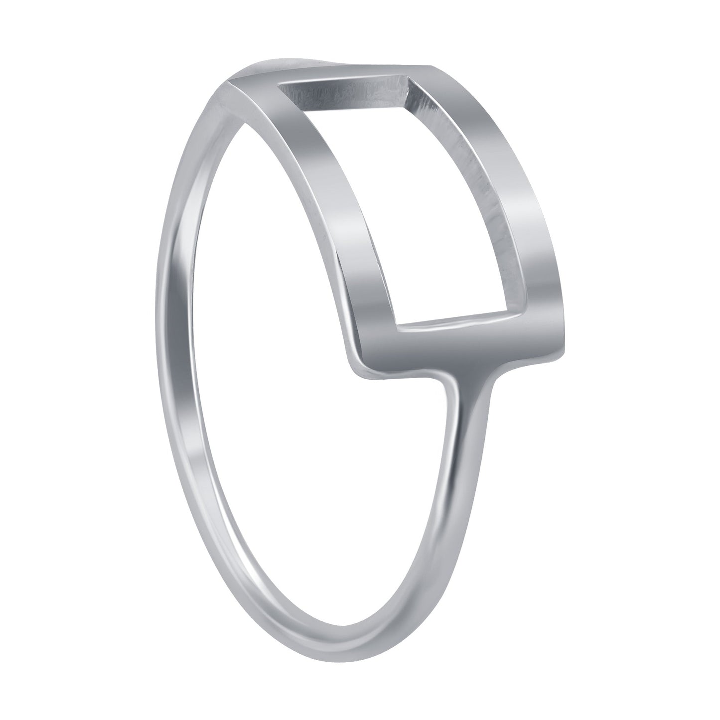 Open Rectangle Shape 925 Sterling Silver Ring - Gem Avenue