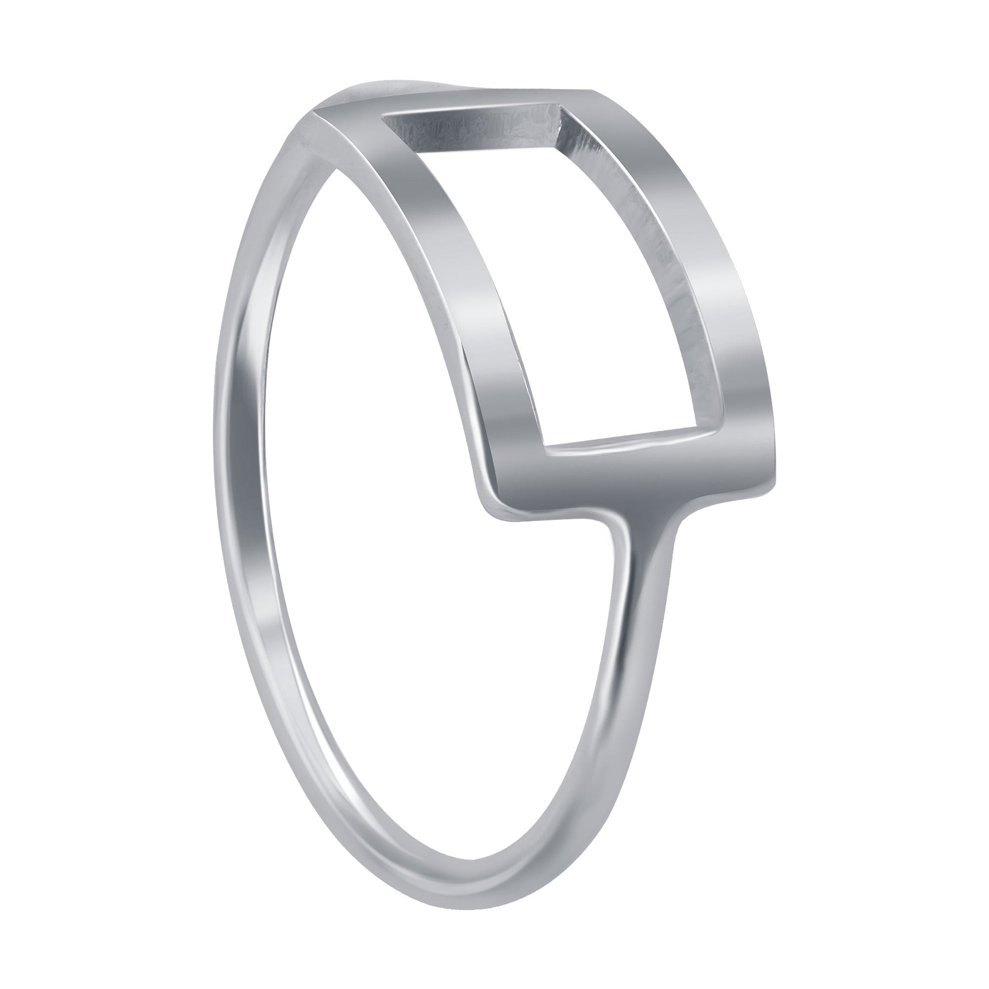 Open Rectangle Shape 925 Sterling Silver Ring - Gem Avenue