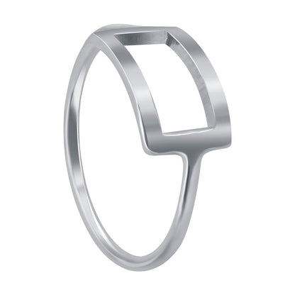 Open Rectangle Shape 925 Sterling Silver Ring - Gem Avenue