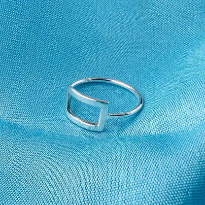 Open Rectangle Shape 925 Sterling Silver Ring - Gem Avenue