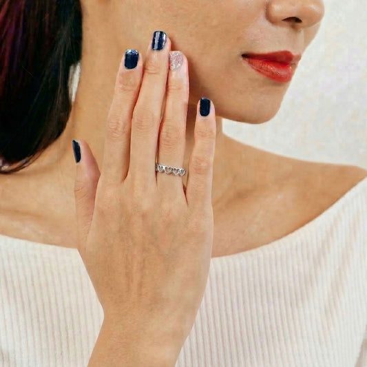 Lovely 5 Hearts 925 Sterling Silver Ring for Women Romantic Elegant Jewelry Gift