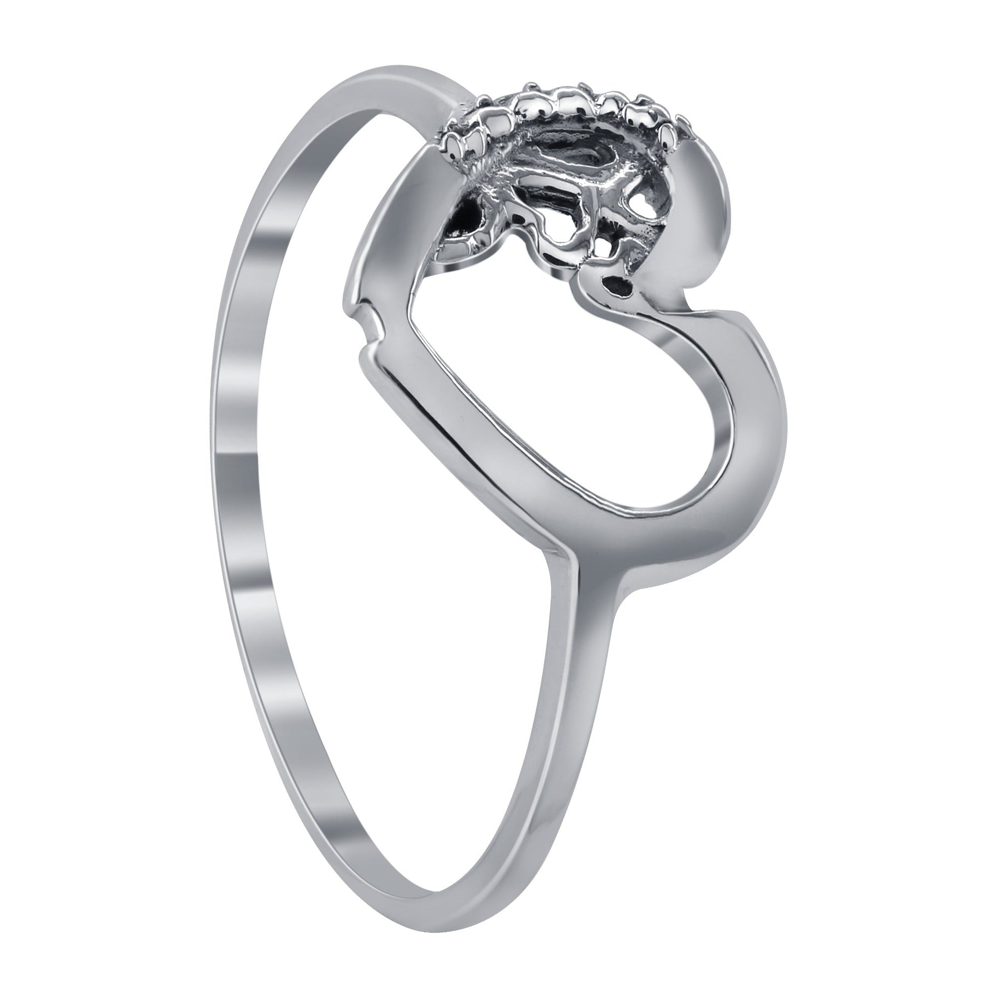 Love Heart Oxidised 925 Sterling Silver Ring - Gem Avenue