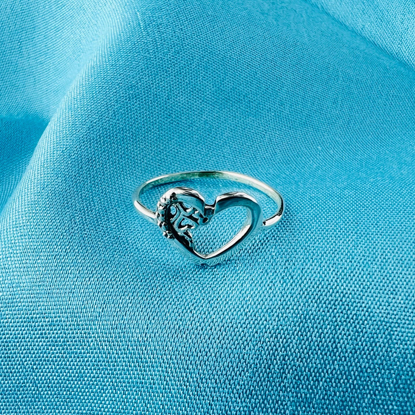 Love Heart Oxidised 925 Sterling Silver Ring - Gem Avenue