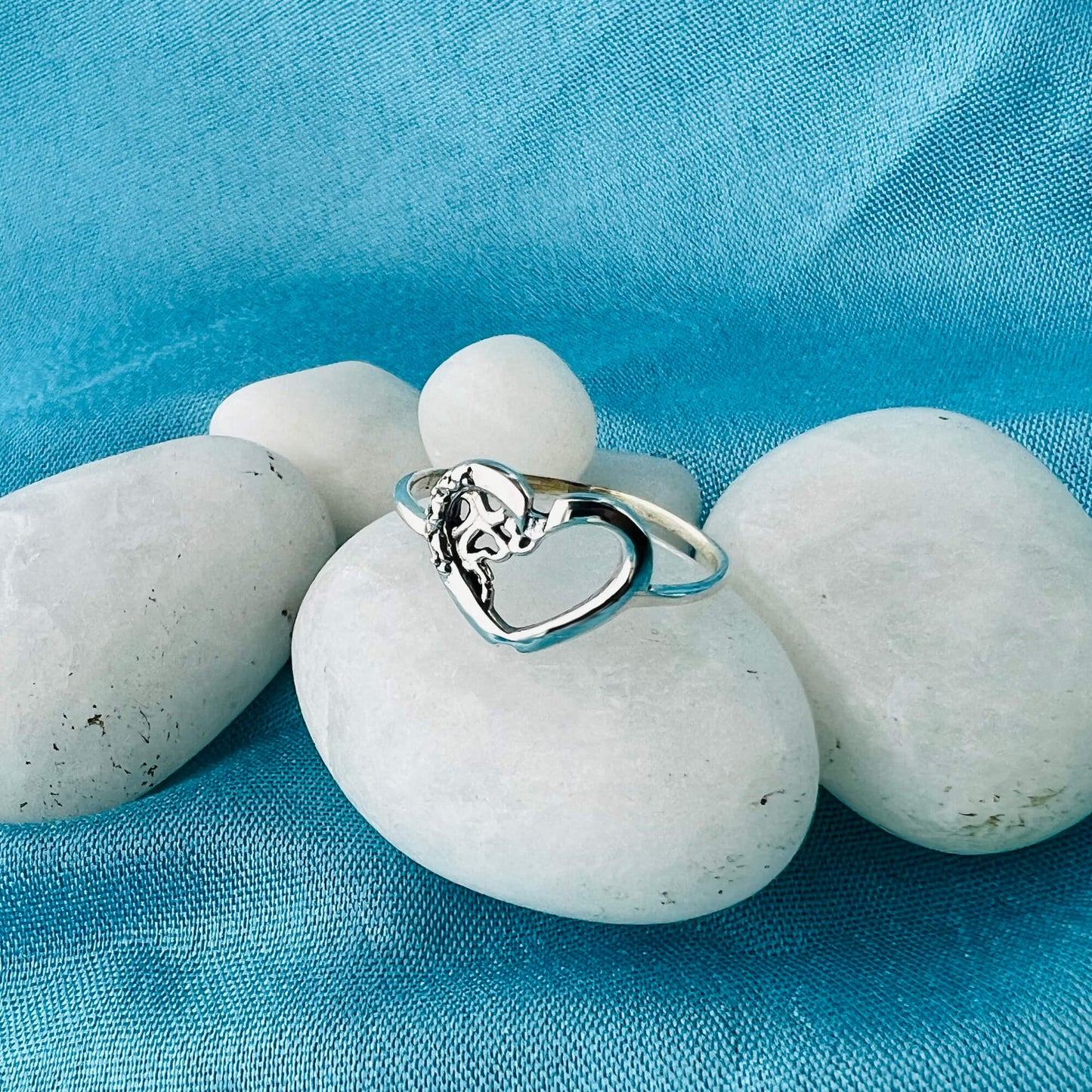 Love Heart Oxidised 925 Sterling Silver Ring - Gem Avenue