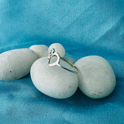 Love Heart Oxidised 925 Sterling Silver Ring - Gem Avenue