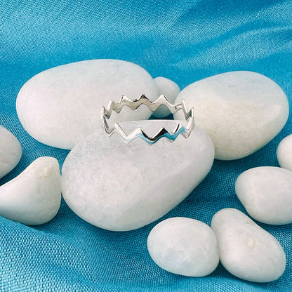 Modern Zig Zag 925 Sterling Silver Ring