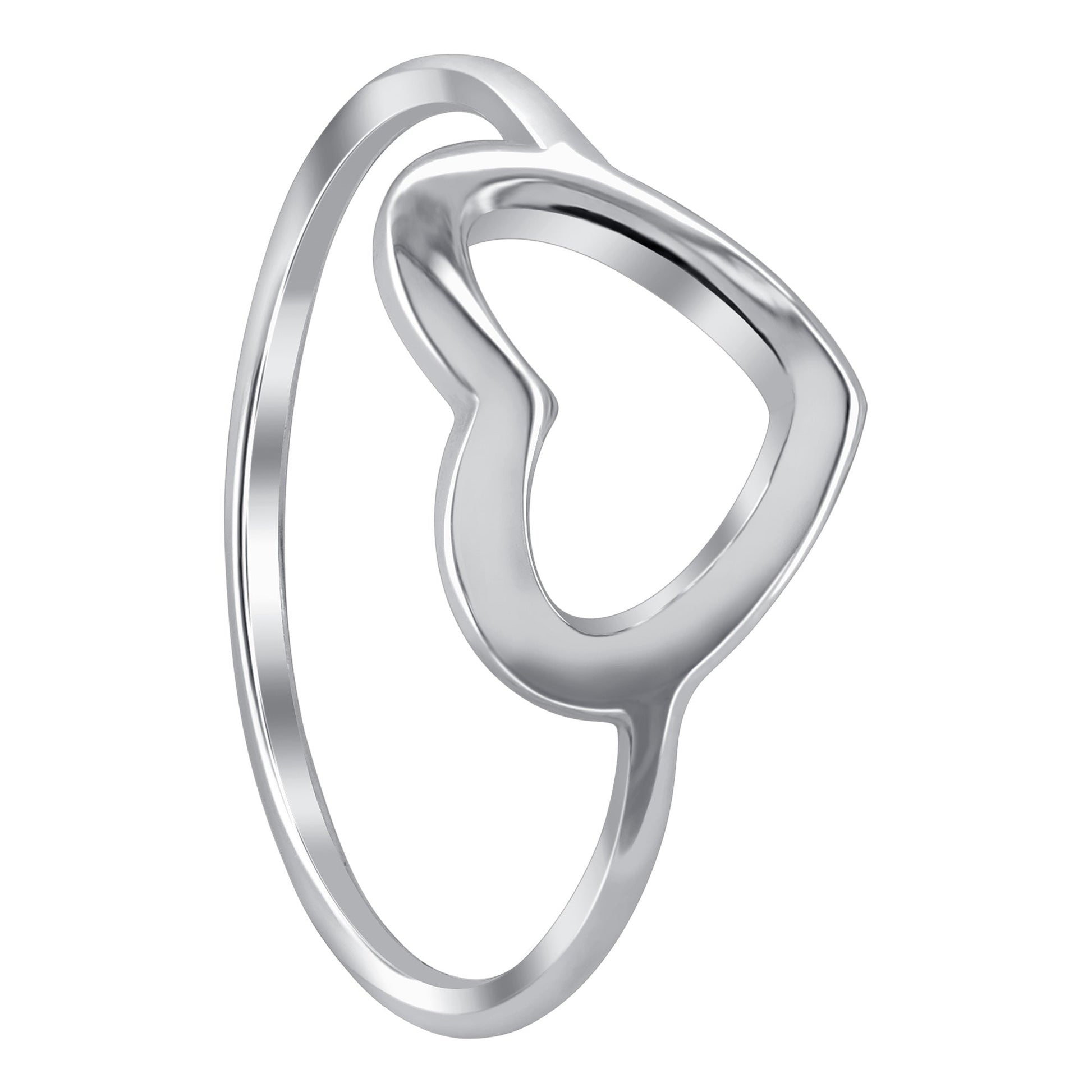 Open Love Heart 925 Sterling Silver Ring - Gem Avenue
