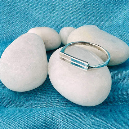 Parallel Classic Bar Shaped Polished 925 Sterling Silver Ring - Gem Avenue