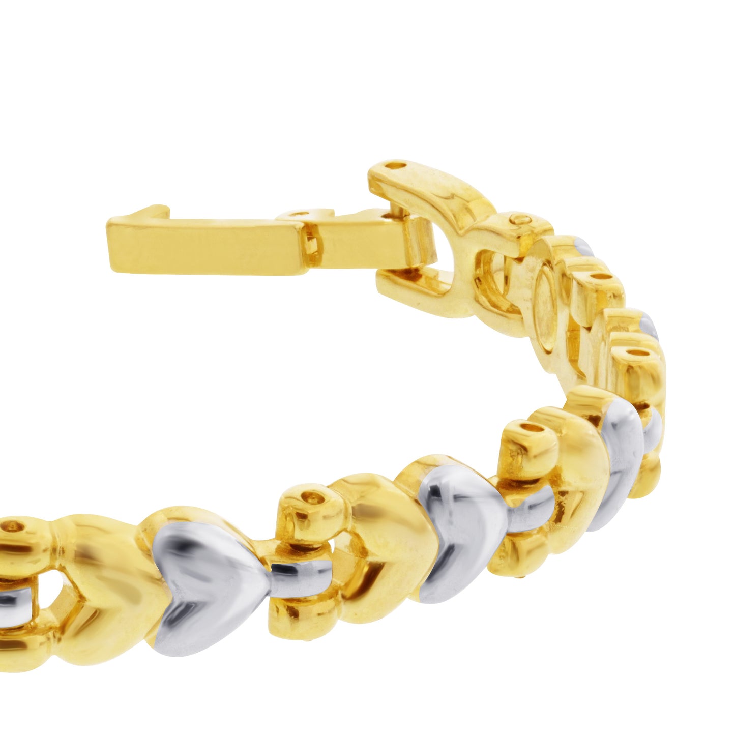 Two Tone Magnetic Link 0.25" Wide Bracelet 7.5 inch Long with Fold over Clasps - Gem Avenue