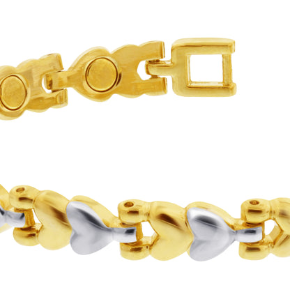 Two Tone Magnetic Link 0.25" Wide Bracelet 7.5 inch Long with Fold over Clasps - Gem Avenue