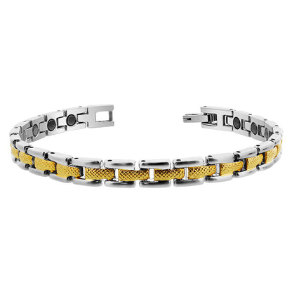 Magnetic Link Therapy Two tone Bracelet Fold over Clasp - Gem Avenue