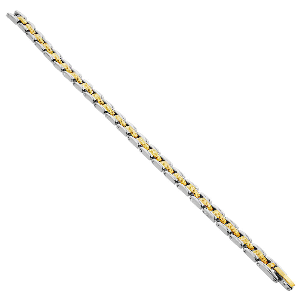 Magnetic Link Therapy Two tone Bracelet Fold over Clasp - Gem Avenue