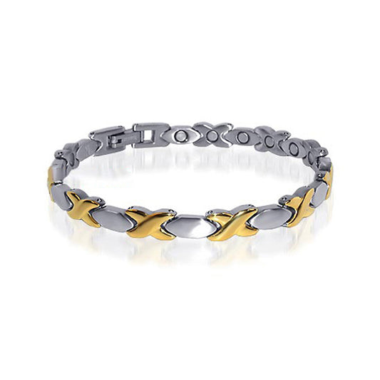 Stainless Steel Magnetic Hugs & Kisses Bracelet - Gem Avenue