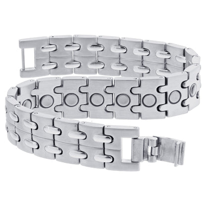 Stainless Steel Mens Magnetic Bracelet Long with Fold over Clasps - Gem Avenue