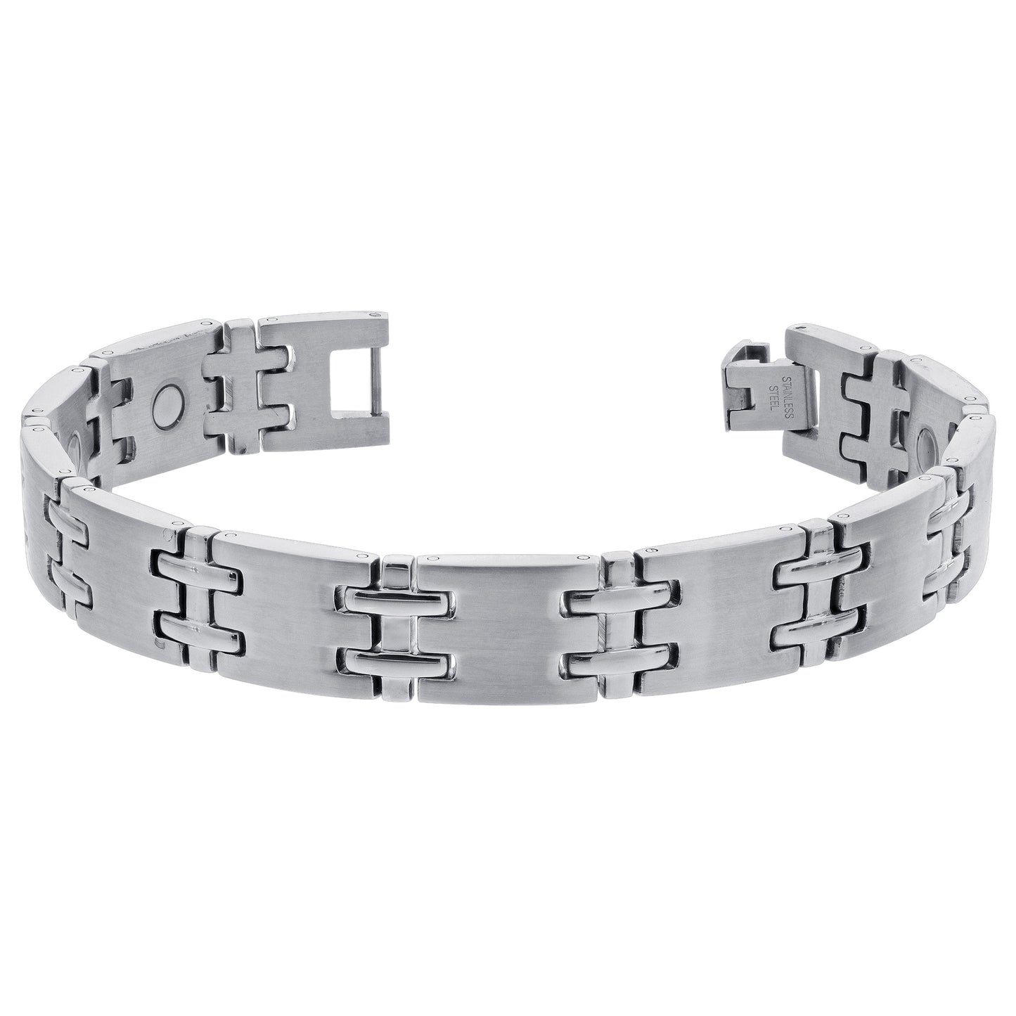 Mens Stainless Steel Silver Tone Magnetic Bracelet - Gem Avenue