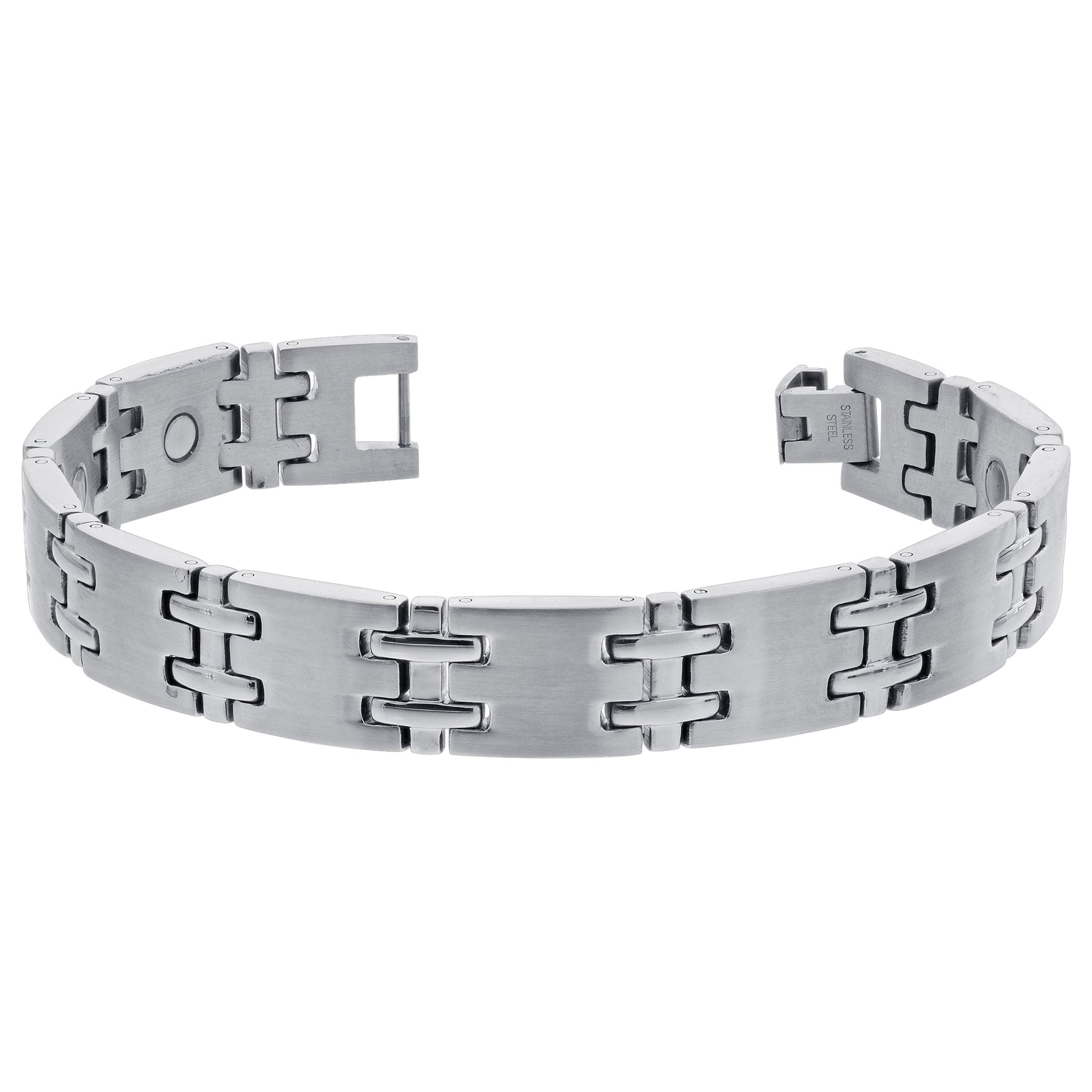 Mens Stainless Steel Silver Tone Magnetic Bracelet - Gem Avenue