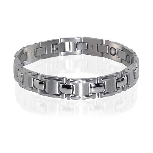 Mens Magnetic Titanium Silver Tone Golf Bracelet - Gem Avenue