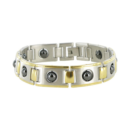 Two tone Magnetic Link Simulated Hematite Bracelet Length - Gem Avenue