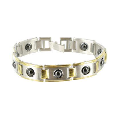 Two tone Magnetic Link Simulated Hematite Bracelet Length - Gem Avenue