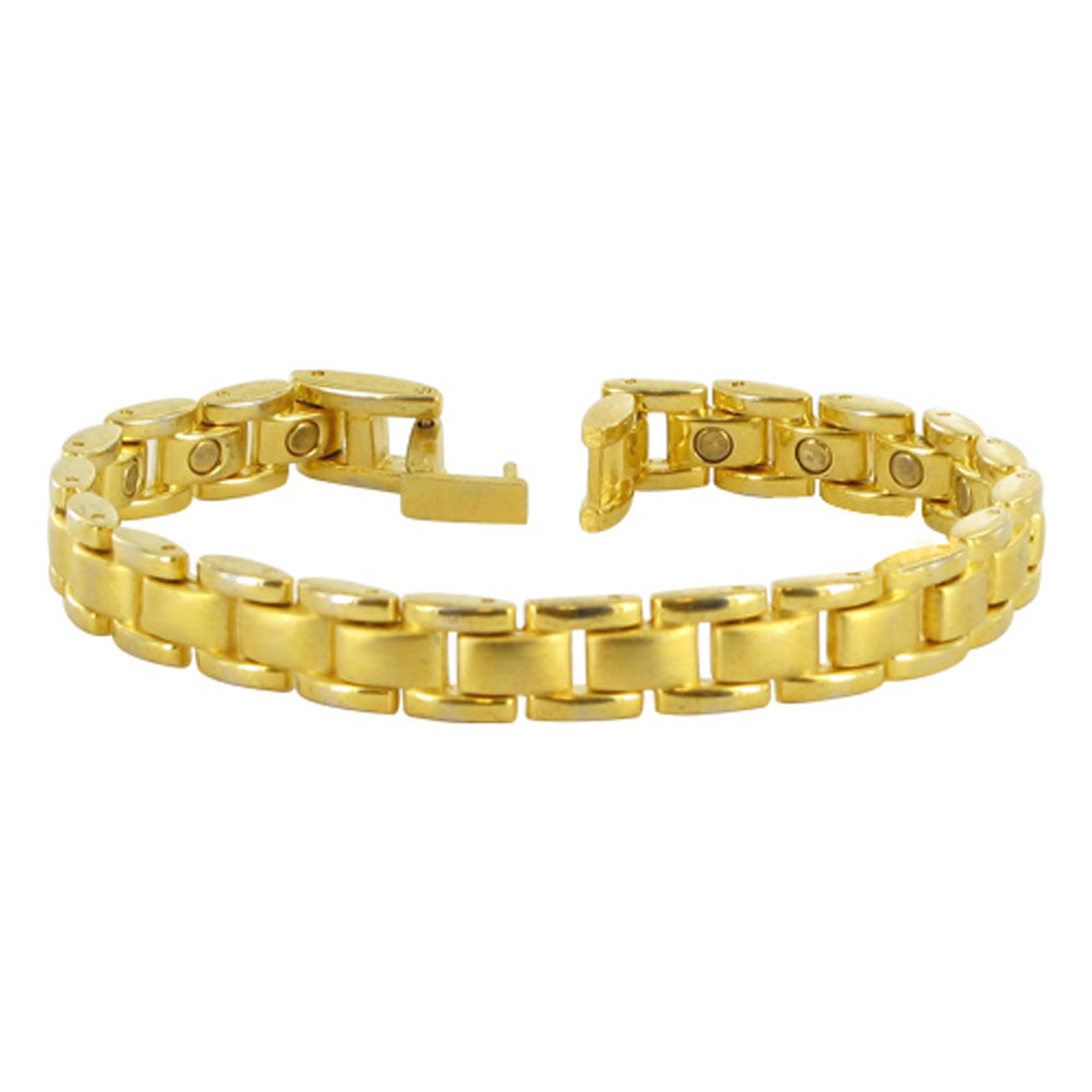 9 MM Wide Gold Tone Link Magnetic Bracelet - Gem Avenue