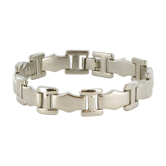 12 MM Wide Silver Tone Link Magnetic Bracelet - Gem Avenue