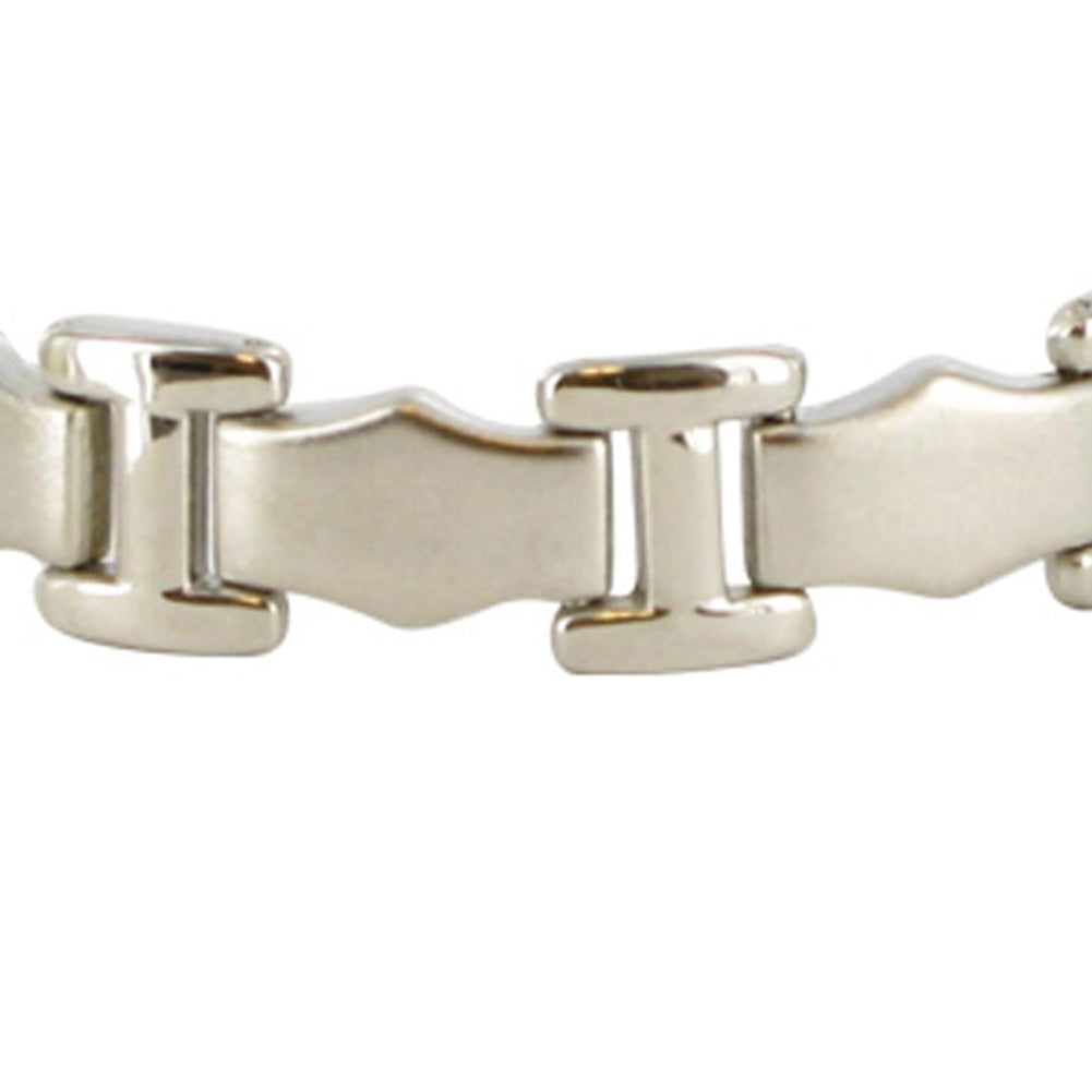 12 MM Wide Silver Tone Link Magnetic Bracelet - Gem Avenue