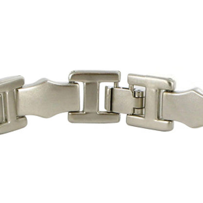 12 MM Wide Silver Tone Link Magnetic Bracelet - Gem Avenue