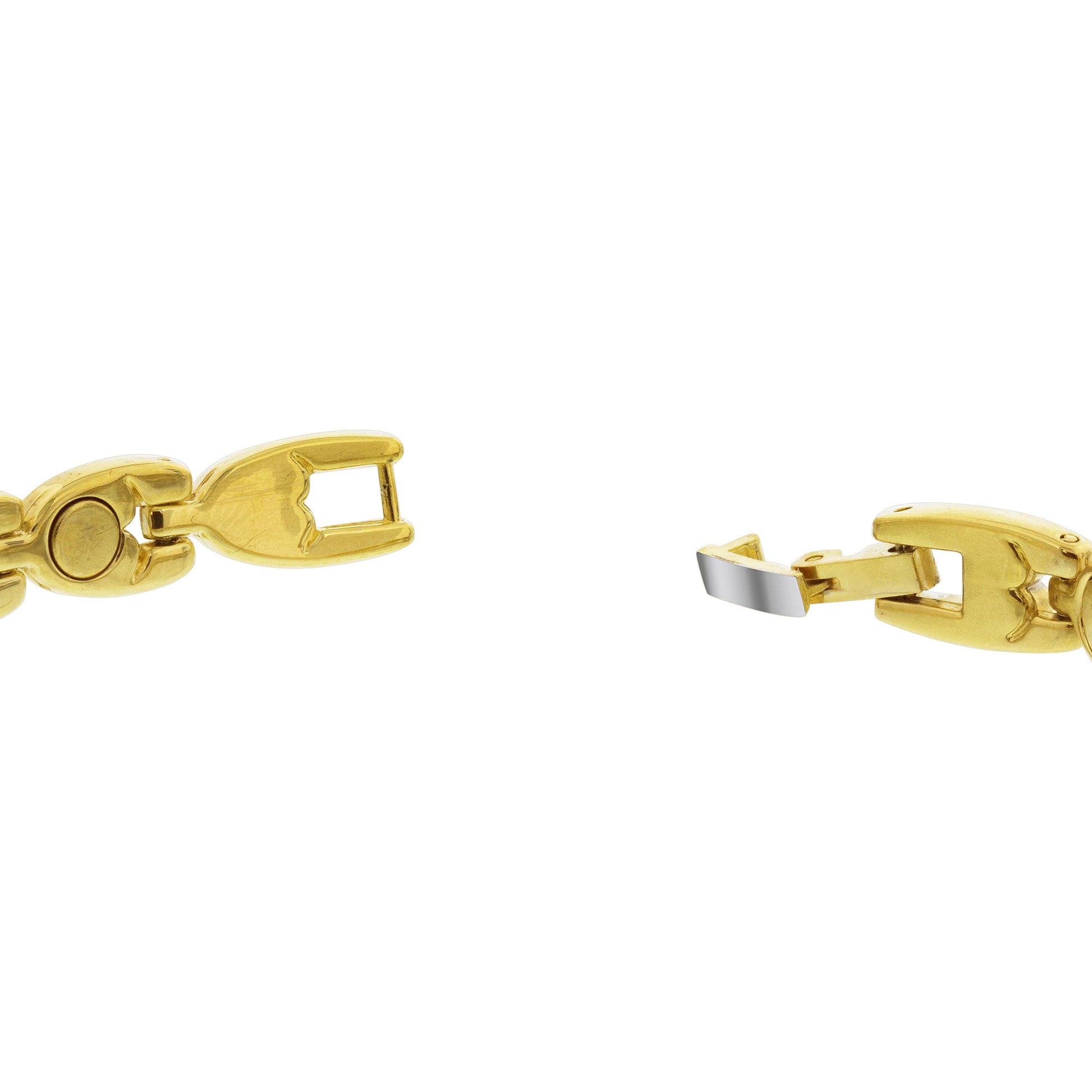 8mm Wide Two Tone Finish Link Magnetic Bracelet  with Fold over Clasps - Gem Avenue