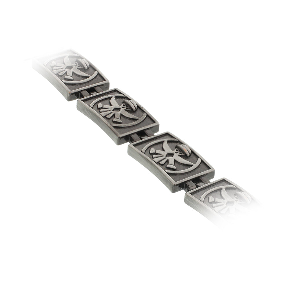 Oxidized Finish Puppet engraved Links Magentic Link Bracelet 8.5 inch Long - Gem Avenue