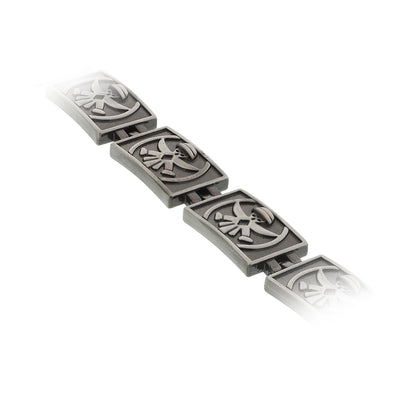 Oxidized Finish Puppet engraved Links Magentic Link Bracelet 8.5 inch Long - Gem Avenue