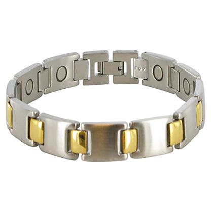 Magnetic Therapy Men's Stainless Steel Two Tone 8.5 inch Link Bracelet - Gem Avenue