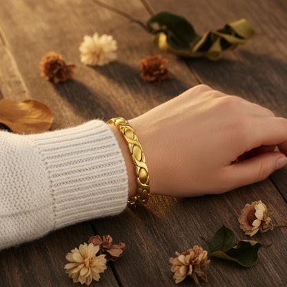 Stainless Steel 8mm Magnetic Gold Plated Bracelet  7.5 inch
