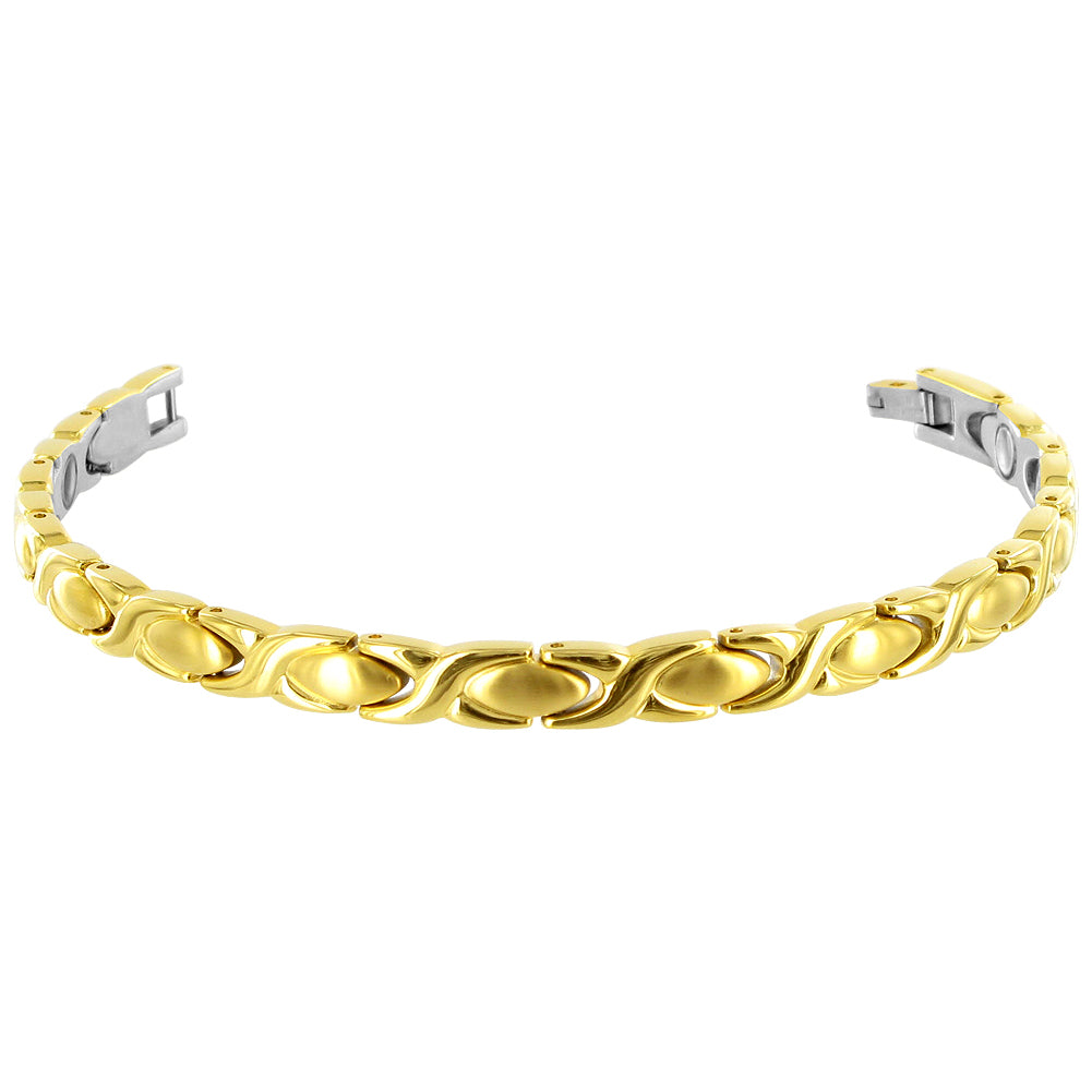 Stainless Steel Gold Plated Magnetic Bracelet Fold over Clasp - Gem Avenue