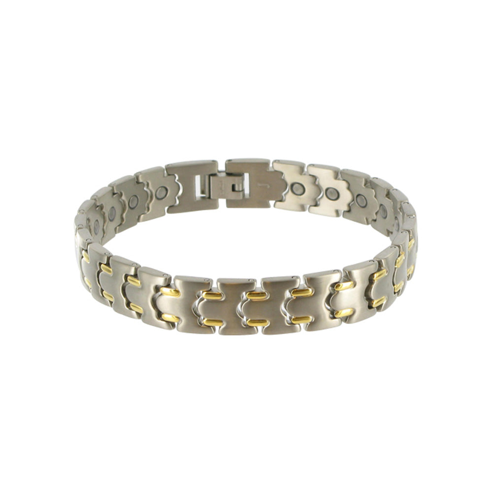 Titanium Magnetic Two Tone Finish Link Bracelet - Gem Avenue