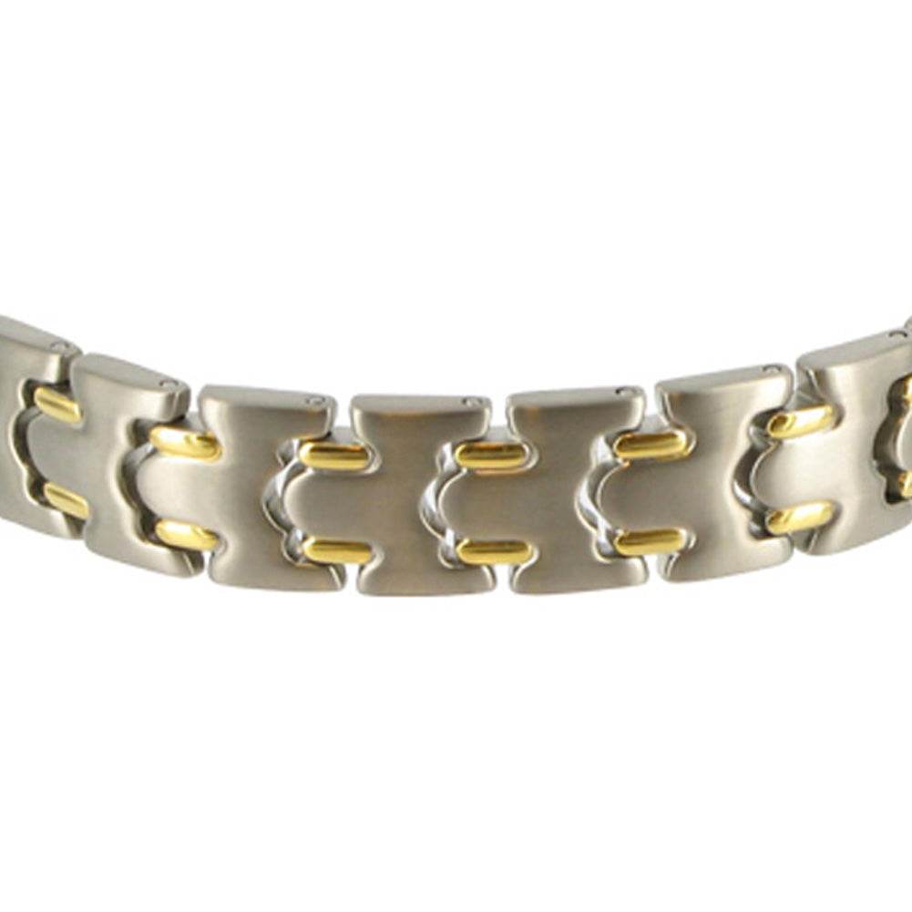 Titanium Magnetic Two Tone Finish Link Bracelet - Gem Avenue
