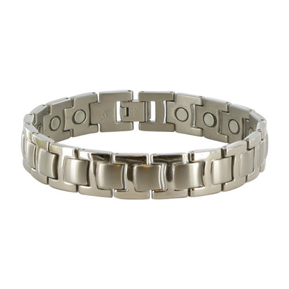 12 MM Silver Tone Titanium Magnetic Link Bracelet - Gem Avenue