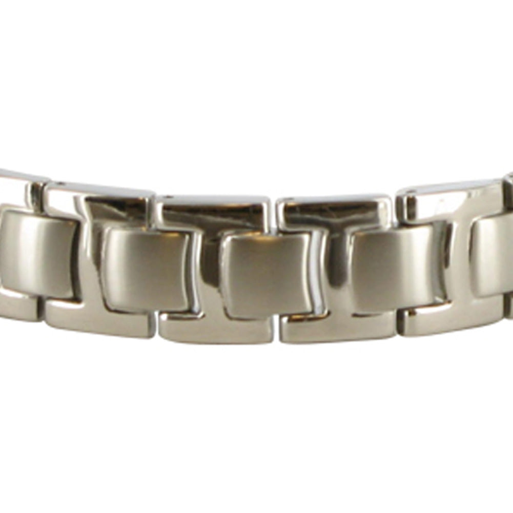 12 MM Silver Tone Titanium Magnetic Link Bracelet - Gem Avenue