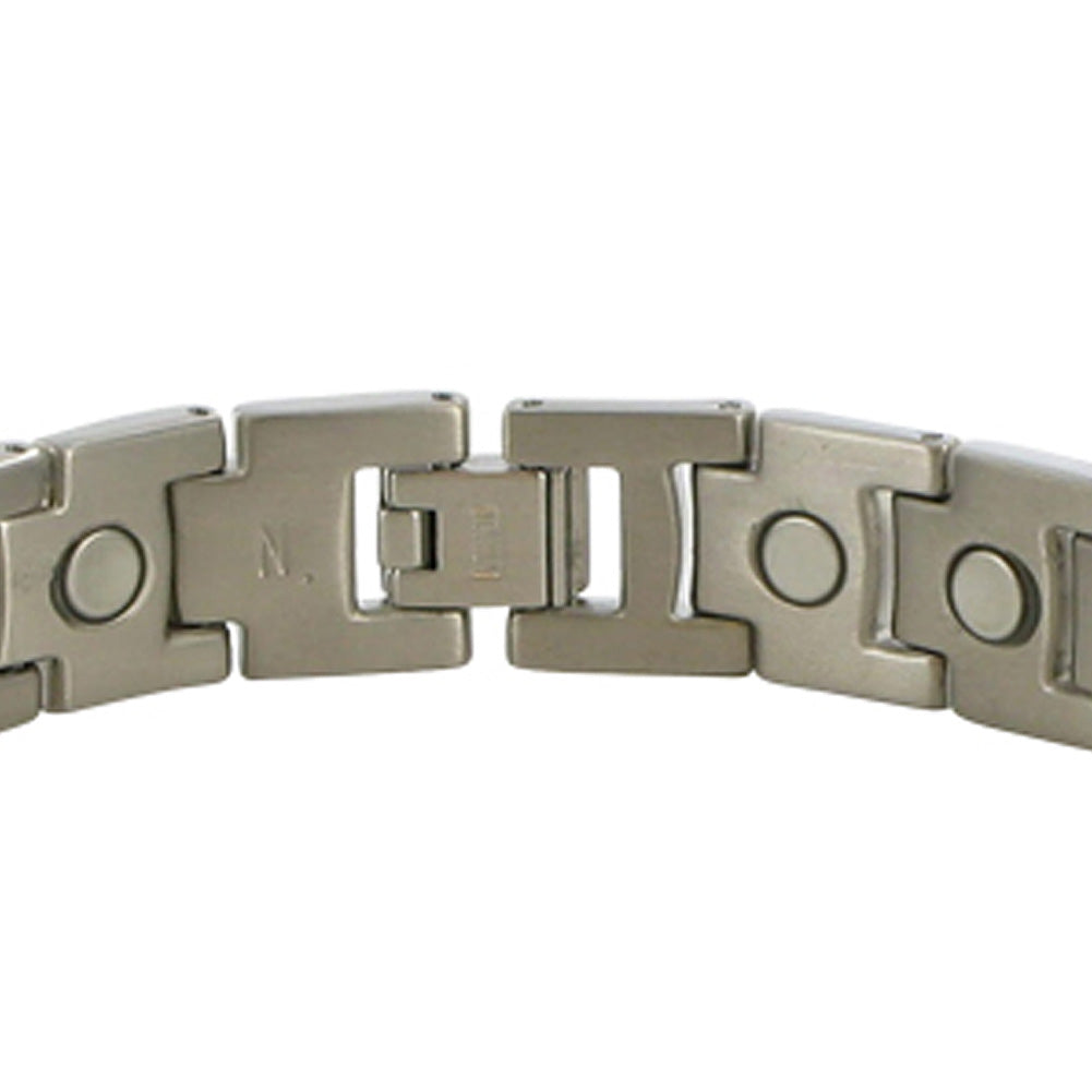 12 MM Silver Tone Titanium Magnetic Link Bracelet - Gem Avenue