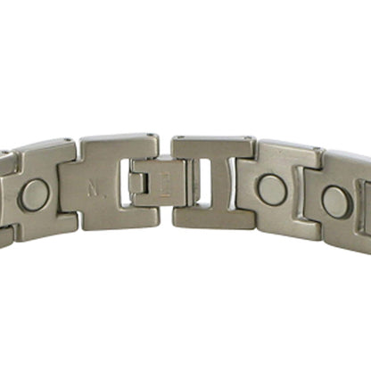 12 MM Silver Tone Titanium Magnetic Link Bracelet - Gem Avenue