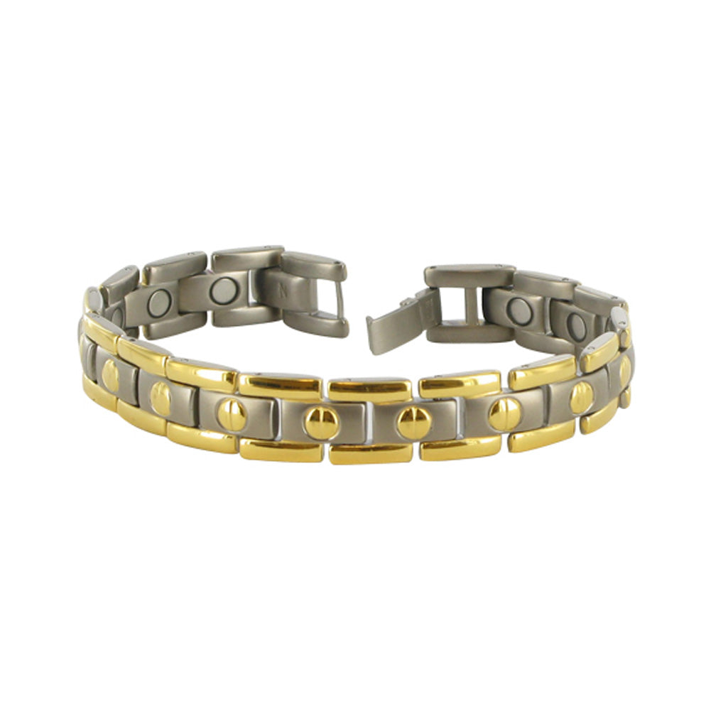 11 MM Two Tone Titanium Magnetic Link Bracelet - Gem Avenue