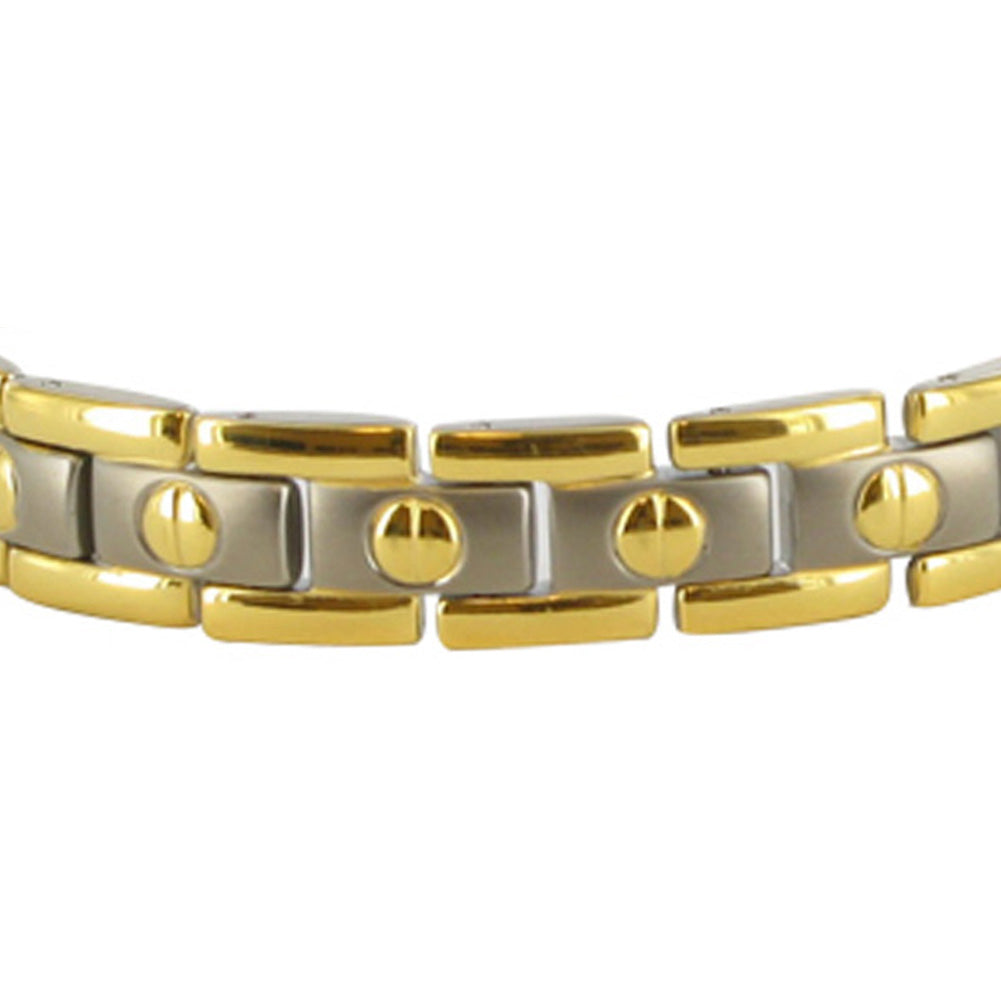 11 MM Two Tone Titanium Magnetic Link Bracelet - Gem Avenue