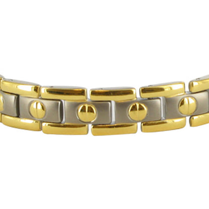 11 MM Two Tone Titanium Magnetic Link Bracelet - Gem Avenue