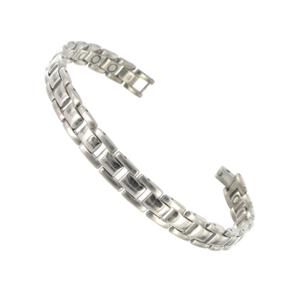 9 MM Titanium Magnetic Link Bracelet Long with Fold over Clasp - Gem Avenue