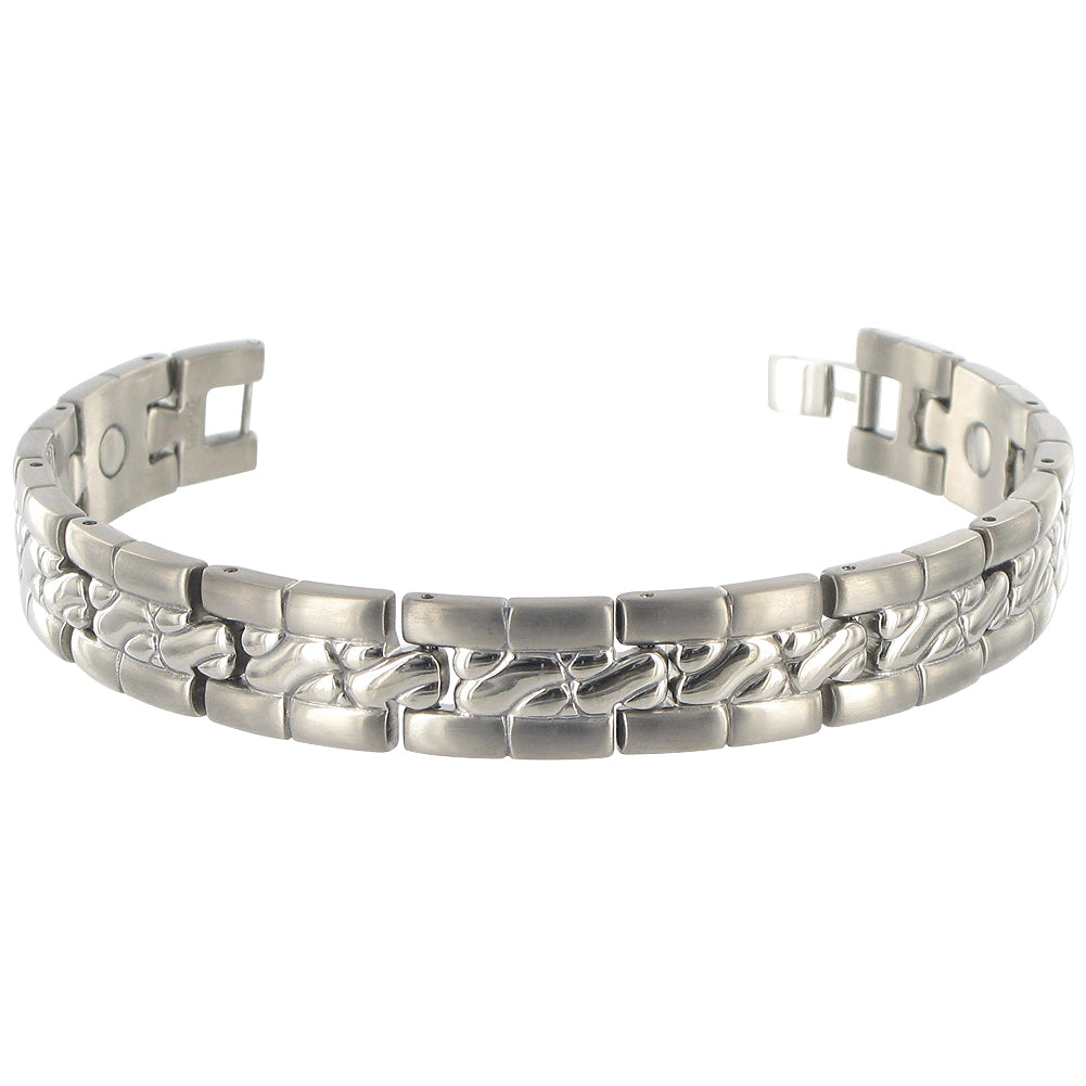 12 MM Mens Texture Pattern Titanium Magnetic Bracelet - Gem Avenue