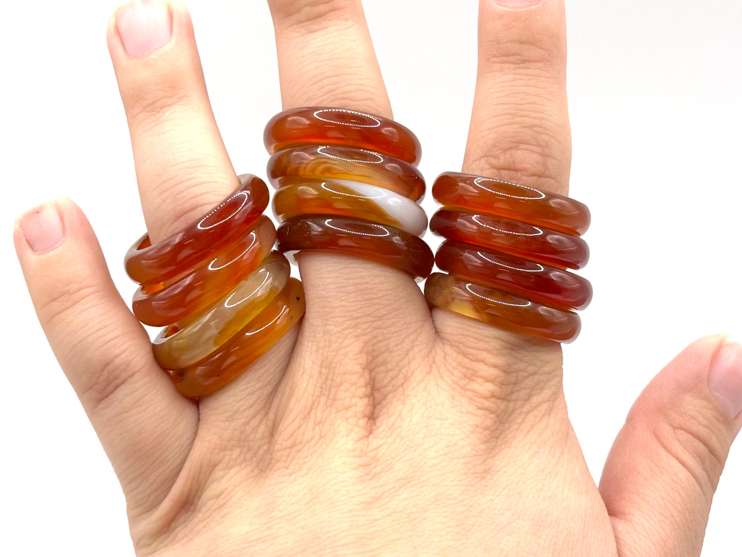 Natural 6mm Carnelian Gemstone Band Ring – Polished Unisex Ring for Men & Women, Ideal for Daily Wear or Gifting