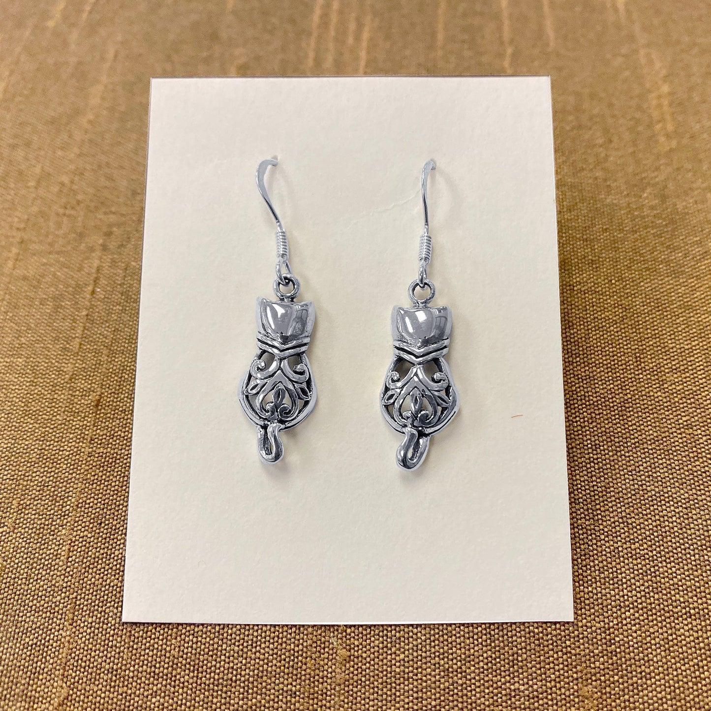 925 Sterling Silver Cat French Hook Dangle Earrings for Women - Gem Avenue