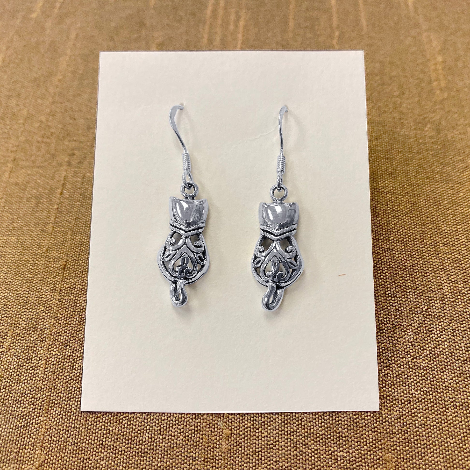 925 Sterling Silver Cat French Hook Dangle Earrings for Women - Gem Avenue