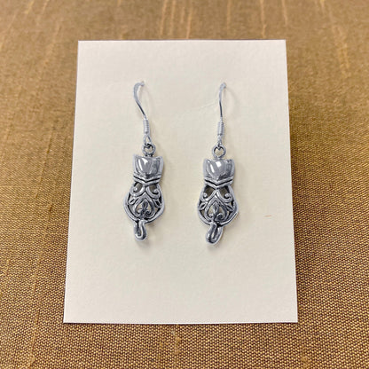 925 Sterling Silver Cat French Hook Dangle Earrings for Women - Gem Avenue